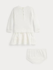 Polo Ralph Lauren Cream Girls Skate Bear Knit Pleat Dress - Image 2 of 3