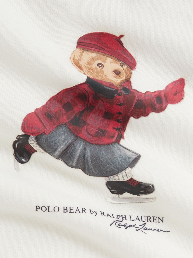 Polo Ralph Lauren Cream Girls Skate Bear Knit Pleat Dress - Image 3 of 3