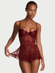 Victoria's Secret Sangria Red Apron Babydoll Set - Image 1 of 5