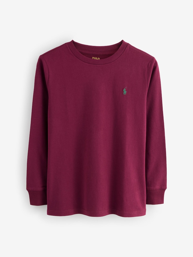 Polo Ralph Lauren Red Boys Cotton Jersey Long Sleeve T-Shirt - Image 1 of 1