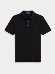Polo Ralph Lauren Black Tartan Contrast Collar Polo Jumper - Image 1 of 2