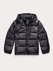 Polo Ralph Lauren Black Shiny Down Puffer Jacket - Image 1 of 3