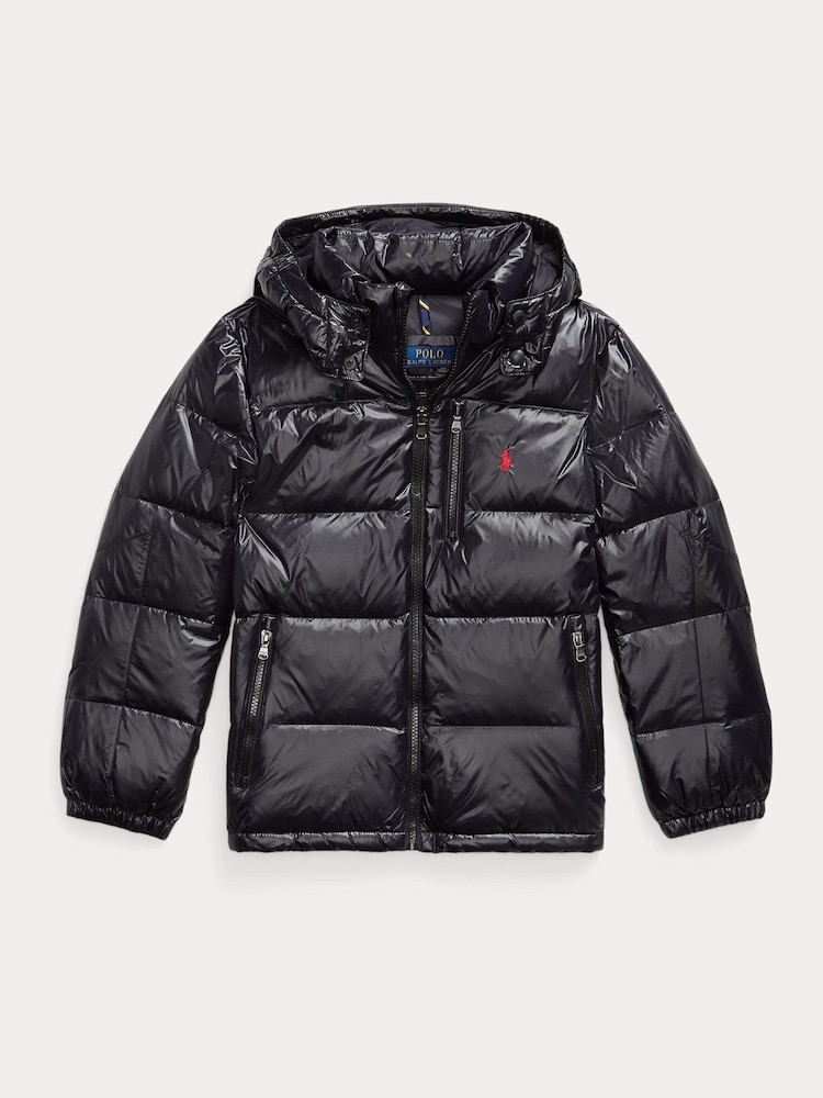 Polo Ralph Lauren Black Shiny Down Puffer Jacket - Image 1 of 3