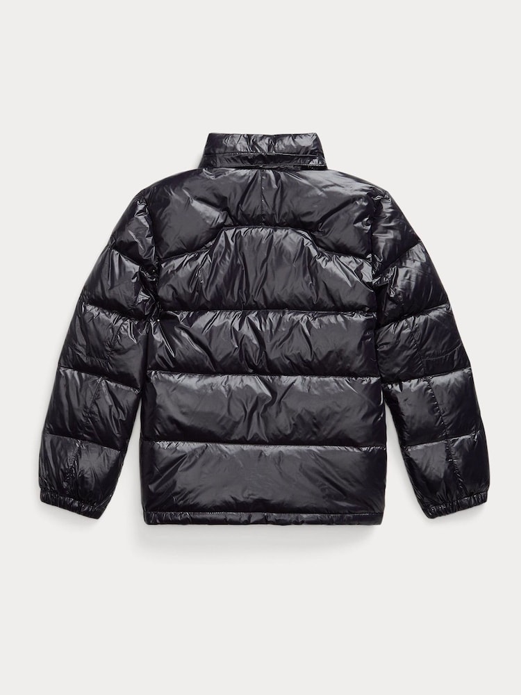 Polo Ralph Lauren Black Shiny Down Puffer Jacket - Image 3 of 3