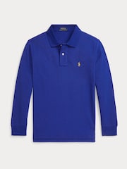 Azul - Polo Ralph Lauren Boys Long Sleeve Cotton Pique Polo Shirt - Imagen 1 de 2