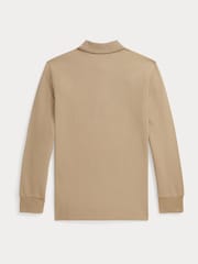 Natural - Polo Ralph Lauren Boys Long Sleeve Cotton Pique Polo Shirt - Imagen 2 de 2