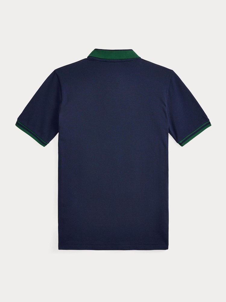 Polo Ralph Lauren Blue Boys Bear Contrast Collar Polo Shirt - Image 2 of 2