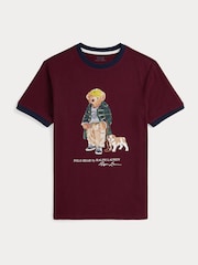rdeča - Polo Ralph Lauren fantovska majica s kratkimi rokavi, grafiko medveda in kontrastnim potiskom medveda - Slika 1 iz 2