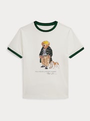 Bela - Polo Ralph Lauren fantovska majica s kratkimi rokavi, grafiko medveda in kontrastnim potiskom medveda - Slika 1 iz 3