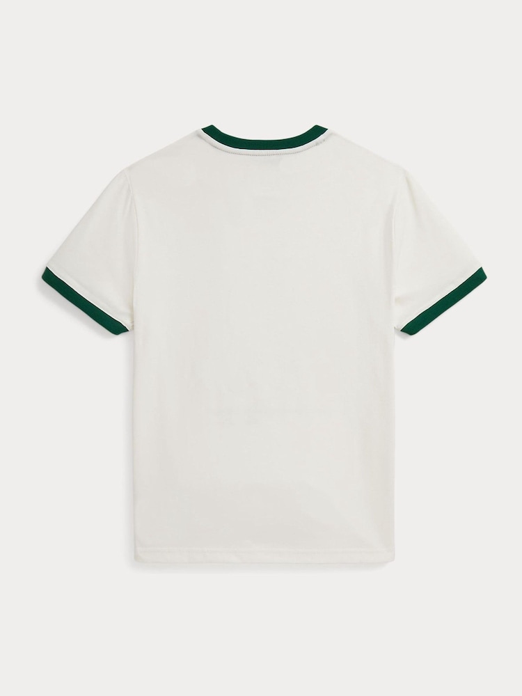 Bela - Polo Ralph Lauren fantovska majica s kratkimi rokavi, grafiko medveda in kontrastnim potiskom medveda - Slika 2 iz 3