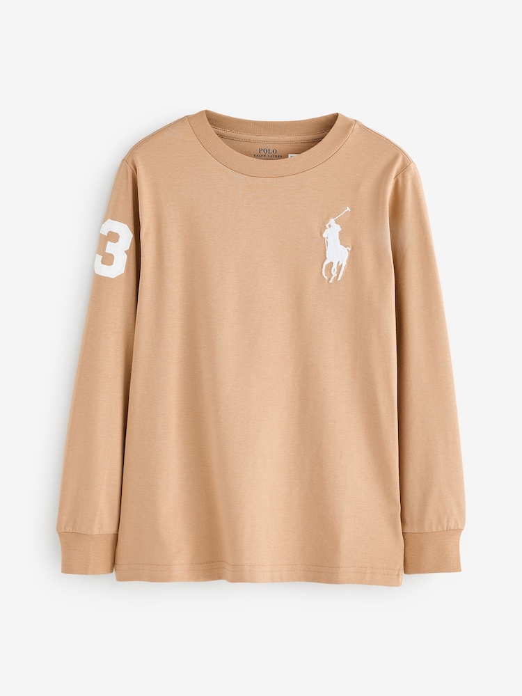 Polo Ralph Lauren Natural Boys Varsity Style Long Sleeve T-Shirt - Image 1 of 1 Polo Ralph Lauren Natural Boys Varsity Style Long Sleeve T-Shirt - Image 1 of 1