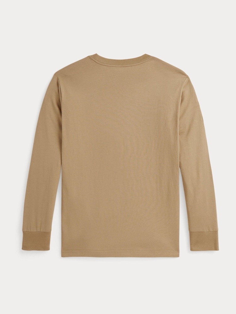Polo Ralph Lauren Natural Boys Varsity Style Long Sleeve T-Shirt - Image 2 of 2 Polo Ralph Lauren Natural Boys Varsity Style Long Sleeve T-Shirt - Image 2 of 2