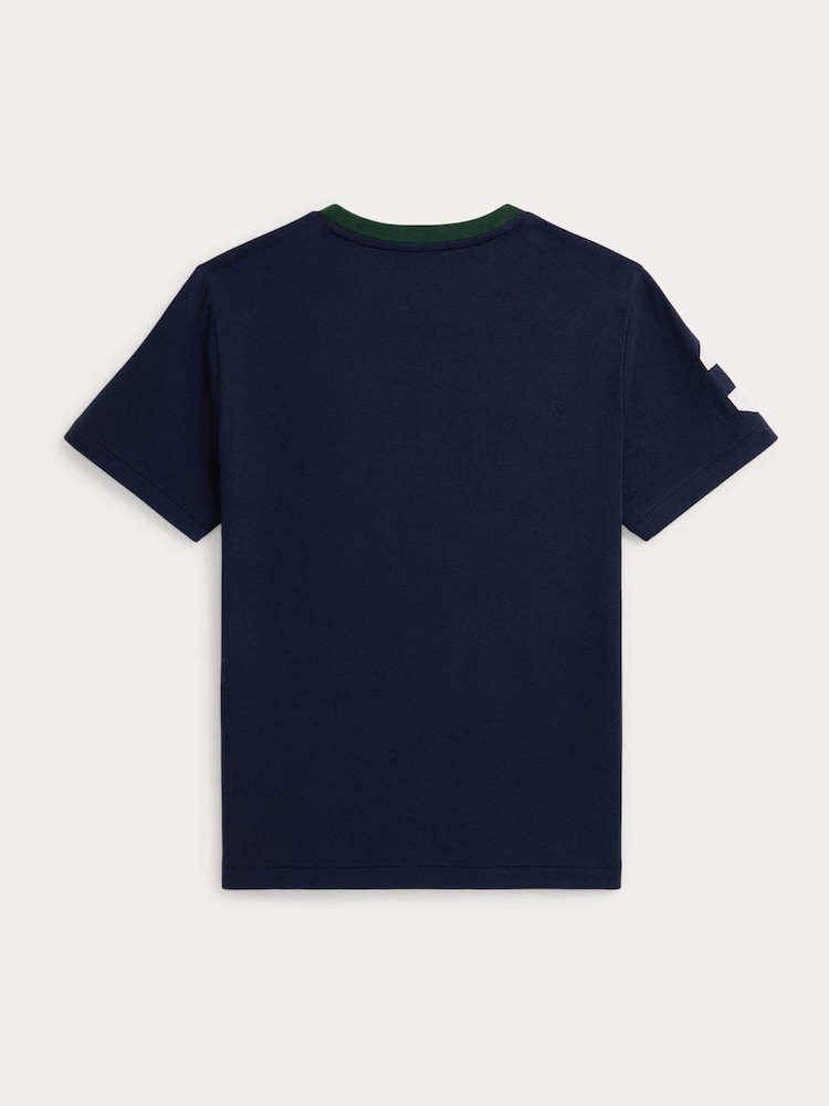 Polo Ralph Lauren Blue Boys Contrast Varsity Style T-Shirt - Image 2 of 2