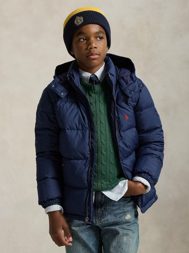 Polo Ralph Lauren Blue Down Puffer Jacket - Image 1 of 7 Polo Ralph Lauren Blue Down Puffer Jacket - Image 1 of 7