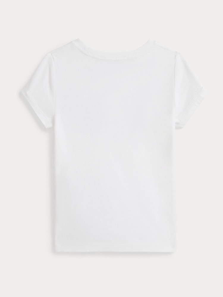 Polo Ralph Lauren White Girls Embroidered Logo Jersey T-Shirt - Image 1 of 2