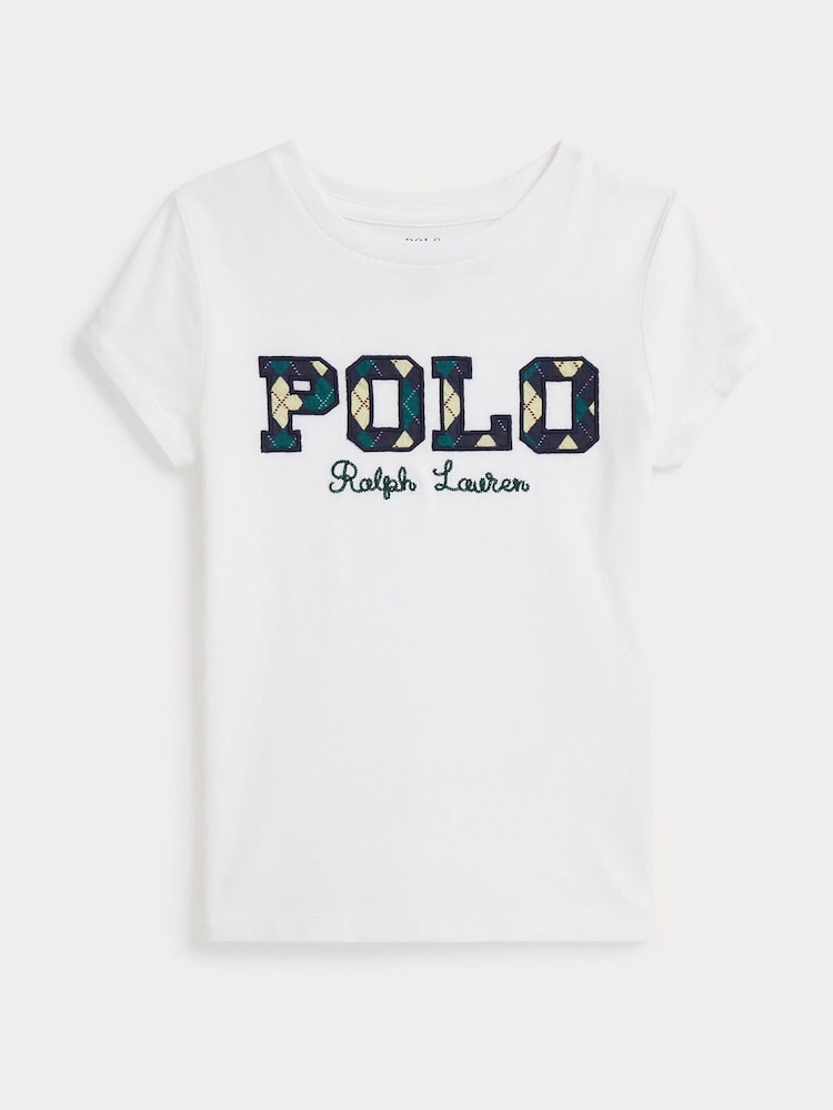 Polo Ralph Lauren White Girls Embroidered Logo Jersey T-Shirt - Image 2 of 2