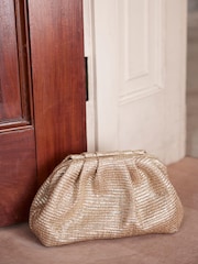 Mint Velvet Gold Metallic Clutch Bag - Image 1 of 6