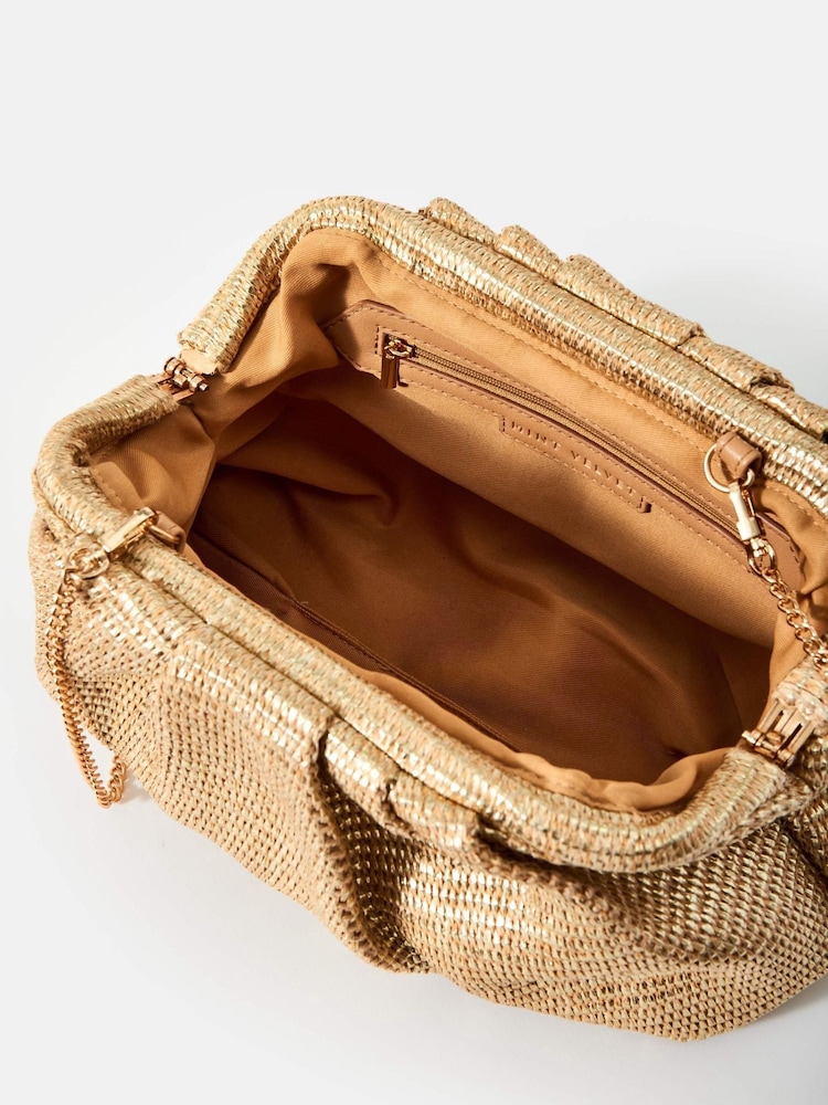 Mint Velvet Gold Metallic Clutch Bag - Image 6 of 6