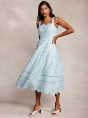 Mint Velvet Blue Lace Midi Dress - Image 1 of 10