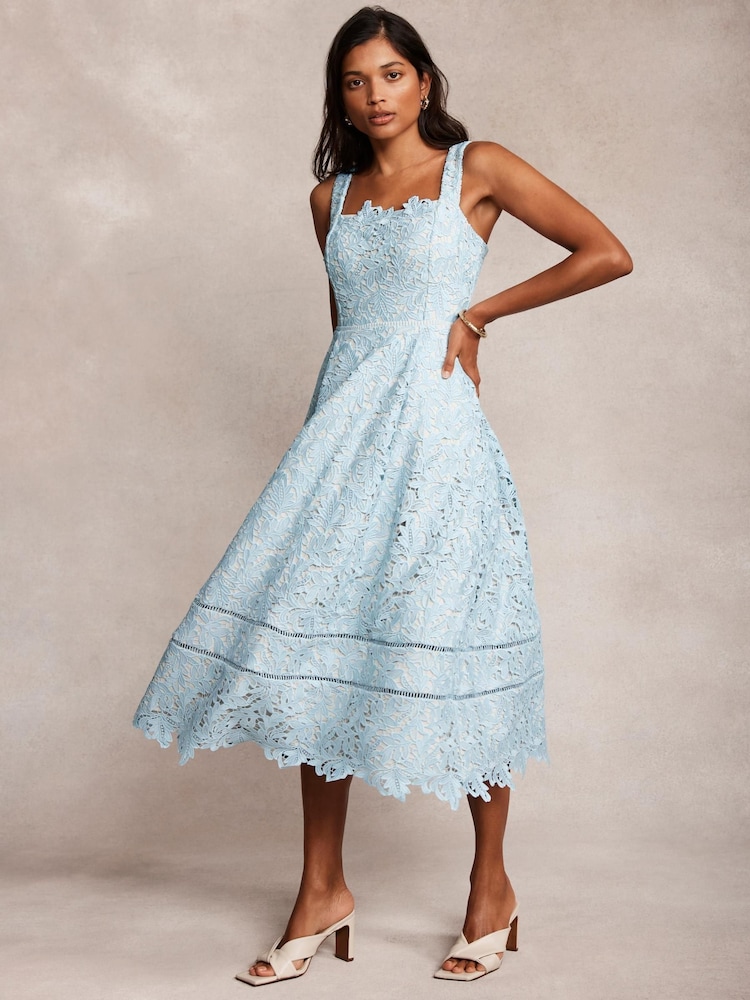 Vestido Midi de encaje de terciopelo menta - Imagen 1 de 10 Vestido Midi de encaje de terciopelo menta - Imagen 1 de 10