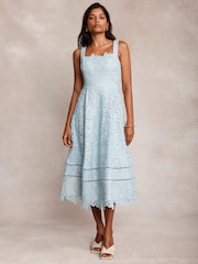 Mint Velvet Blue Lace Midi Dress - Image 6 of 10