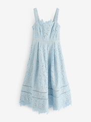 Mint Velvet Blue Lace Midi Dress - Image 8 of 10