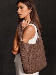 Mint Velvet Brown Woven Shoulder Bag - Image 1 of 6