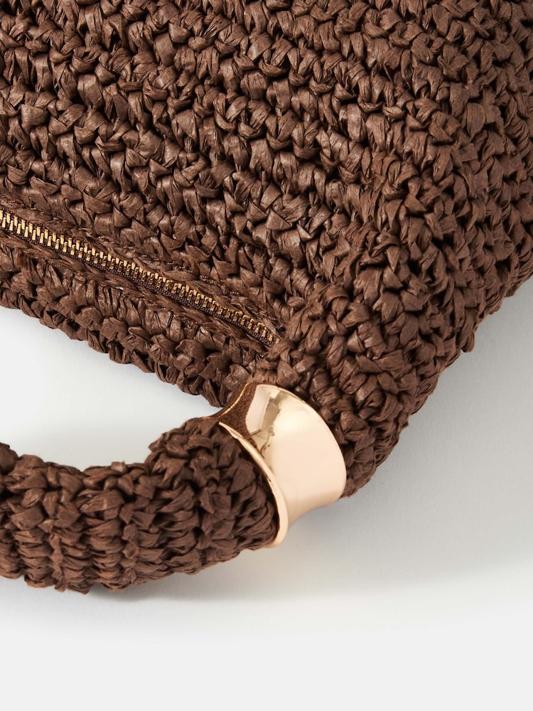 Mint Velvet Brown Woven Shoulder Bag - Image 6 of 6