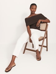 Mint Velvet Brown Metallic Bardot Top - Image 3 of 8