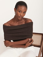 Mint Velvet Brown Metallic Bardot Top - Image 4 of 8