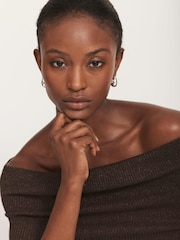 Mint Velvet Brown Metallic Bardot Top - Image 6 of 8