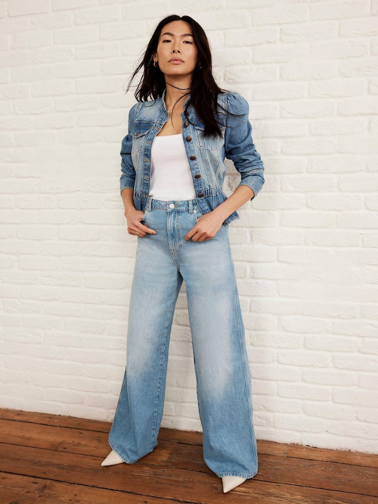 Mint Velvet Blue Wide Leg 100% Cotton Jeans - Image 2 of 6