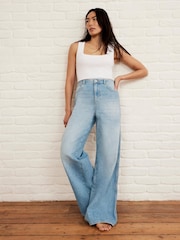 Mint Velvet Blue Wide Leg 100% Cotton Jeans - Image 4 of 6