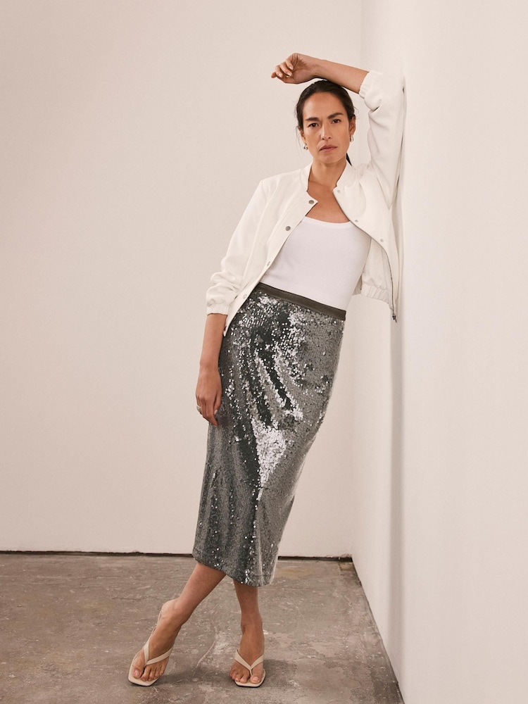 Mint Velvet Sequin Midi Skirt - Изображение 1 из 7