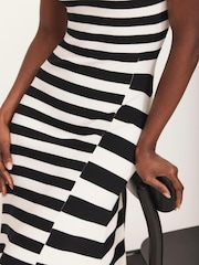 Mint Velvet Blue Stripe Knit Midi Dress - Image 4 of 8