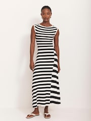 Mint Velvet Blue Stripe Knit Midi Dress - Image 5 of 8