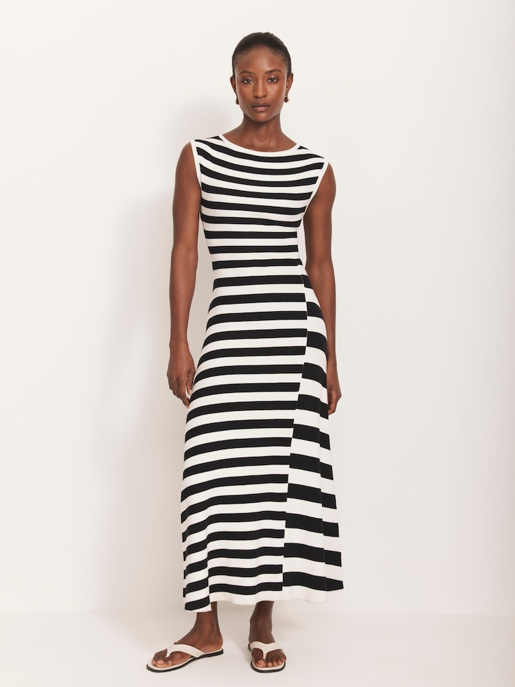 Mint Velvet Blue Stripe Knit Midi Dress - Image 5 of 8