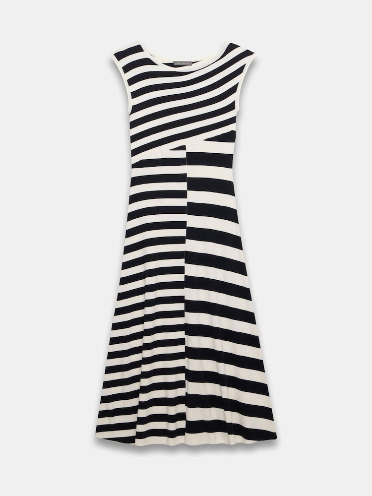 Mint Velvet Blue Stripe Knit Midi Dress - Image 7 of 8