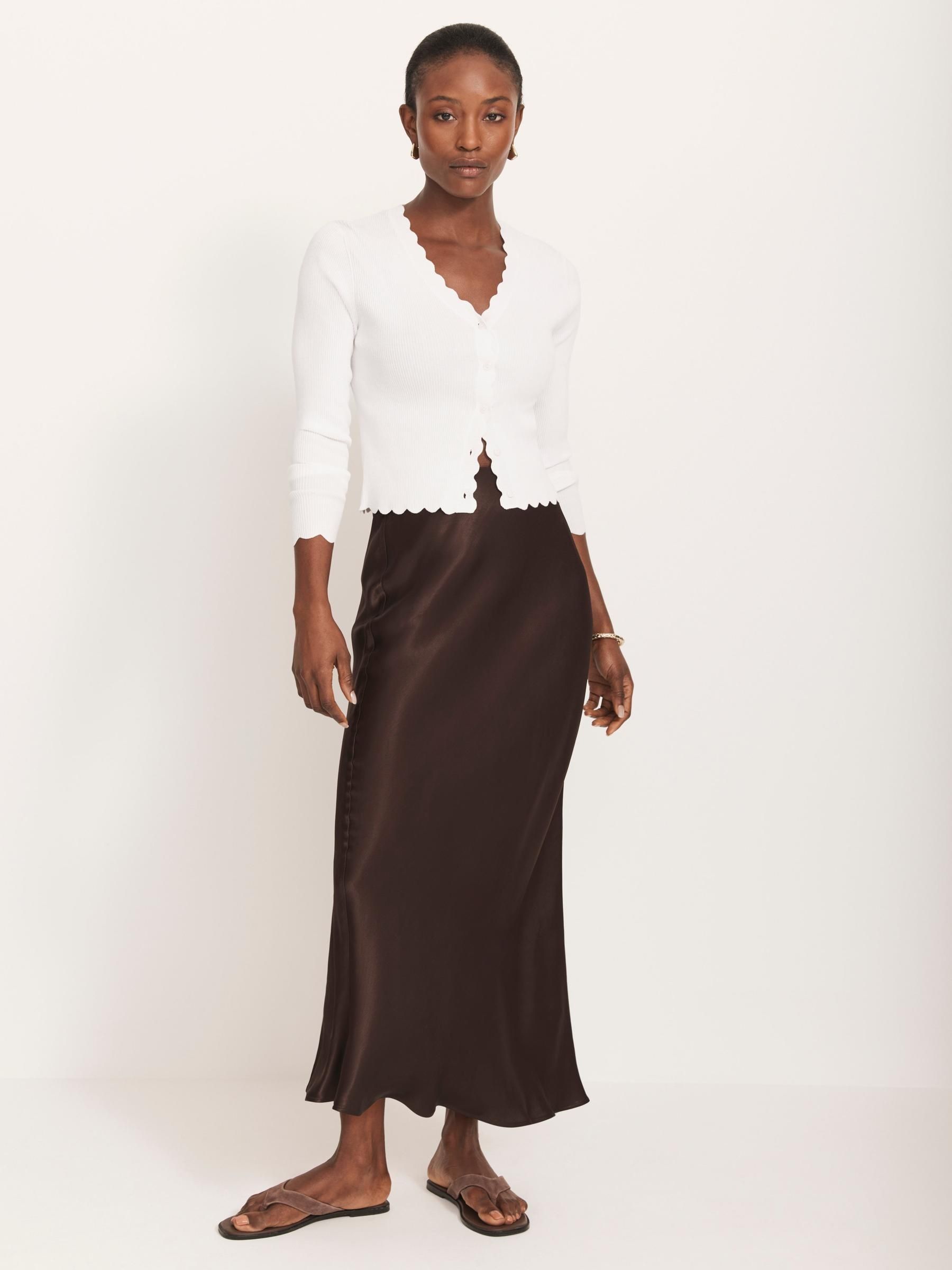 Buy Mint Velvet Brown Satin Slip Midi Skirt from Next Luxembourg