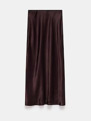 Mint Velvet Brown Satin Slip Midi Skirt - Image 7 of 7