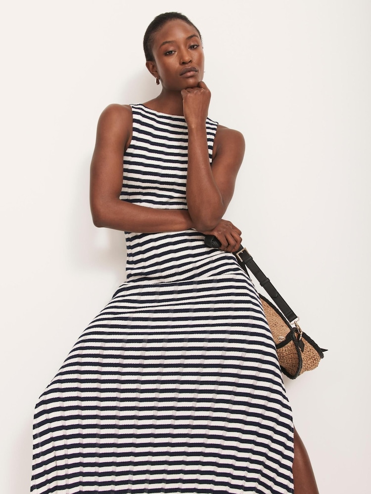 Mint Velvet Blue Striped Jersey Maxi Dress - Image 8 of 8