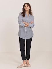Mint Velvet Blue Striped Longline Shirt - Image 2 of 6