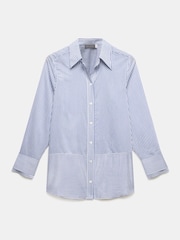 Mint Velvet Blue Striped Longline Shirt - Image 5 of 6