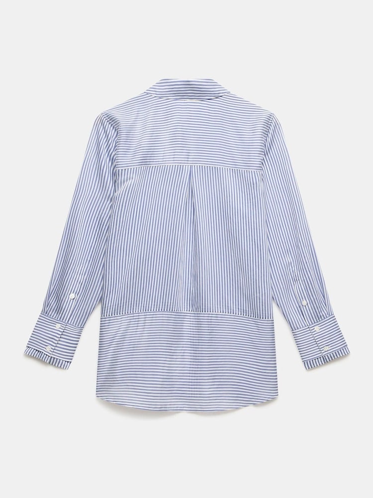 Mint Velvet Blue Striped Longline Shirt - Image 6 of 6