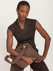 Mint Velvet Brown Sleeveless Knit Top - Image 1 of 6