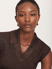 Mint Velvet Brown Sleeveless Knit Top - Image 2 of 6