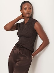 Mint Velvet Brown Sleeveless Knit Top - Image 4 of 6