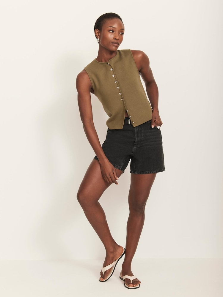 Mint Velvet Black Washed Denim 100% Cotton Shorts - Image 2 of 7 Mint Velvet Black Washed Denim 100% Cotton Shorts - Image 2 of 7