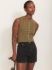 Mint Velvet Black Washed Denim 100% Cotton Shorts - Image 3 of 7
