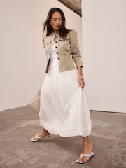 Mint Velvet Green Puff Sleeve Peplum Jacket - Image 1 of 8